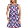 thumbnail image 1 of Sikiie Skull Flower Blue Print Women's Sleeveless Dress with Pockets Round Neck Sundress, Suitable for Daily, Office, Vacation Summer Wear, 1 of 7