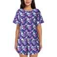 thumbnail image 1 of Sikiie Skull Flower Womens Pajama Sets Short Sleeve Top With Pants Sleepwear 2 Piece Lounge SetX-Large, 1 of 6