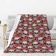 thumbnail image 1 of Sikiie Skull and Roses Cozy Flannel Fleece Throw Blanket: Lightweight & Thick for All Seasons - Perfect for Women, Men, & Kids"50"x40", 1 of 6