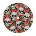 thumbnail image 1 of Sikiie Skull and Roses Nativity Christmas Tree Skirt, Jesus Christian Winter Holiday Tree Mat Decoration(30-48IN), 1 of 6