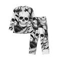 thumbnail image 1 of Sikiie Skull and palm leaves Mens Pajama Set, Soft Warm Long Sleeve Sleepwear, Cozy Button-Down Pjs for Men-Medium, 1 of 7