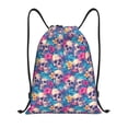 thumbnail image 1 of Sikiie Skull blue leaf Drawstring Backpack Drawstring Bags, Draw String Back Bag for Sports, Gym, Travel, Swimming, Beach-Medium, 1 of 6