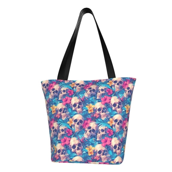 Sikiie Skull blue leaf Shoulder Bag Casual Hobo Crossbody Tote Bag for Women and Men Large Purse Messenger Bag Travel Work