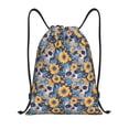 thumbnail image 1 of Sikiie Skull daisy yellow blue Drawstring Backpack Drawstring Bags, Draw String Back Bag for Sports, Gym, Travel, Swimming, Beach-Small, 1 of 6