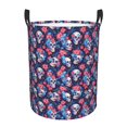 thumbnail image 1 of Sikiie Skull flower blue Print Round Dirty Clothes Basket, Waterproof Standing Foldable Storage Basket, for Laundry Room, Bedroom, Bathroom Storage-Small, 1 of 6