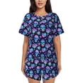 thumbnail image 1 of Sikiie Skull flower funny Womens Pajama Sets Short Sleeve Top With Pants Sleepwear 2 Piece Lounge Set3X-Large, 1 of 6