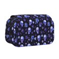 thumbnail image 1 of Sikiie Skull flower leaf purple Print Flip Double-layer Pencil Case, All-purpose Stationery Bag for Study and Office, Zipper Design, Unisex, 1 of 7