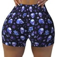 thumbnail image 1 of Sikiie Skull flower leaf purple Print Workout Shorts Women Scrunch Butt Gym Shorts Seamless High Waist Tummy Control Yoga Biker Athletic Shorts, 1 of 5