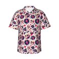 thumbnail image 1 of Sikiie Skull lips record Guitar Print Men's Hawaiian Shirt, Summer Beach Button Pocket Short Sleeve T-Shirt,Medium, 1 of 7