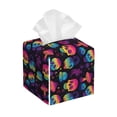 thumbnail image 1 of Sikiie Skull mushroom colorful Leather Tissue Box Cover Square, tissue box holder, Tissue Box with Bottom Belt-5.2”x5.2”x5.2”, 1 of 7