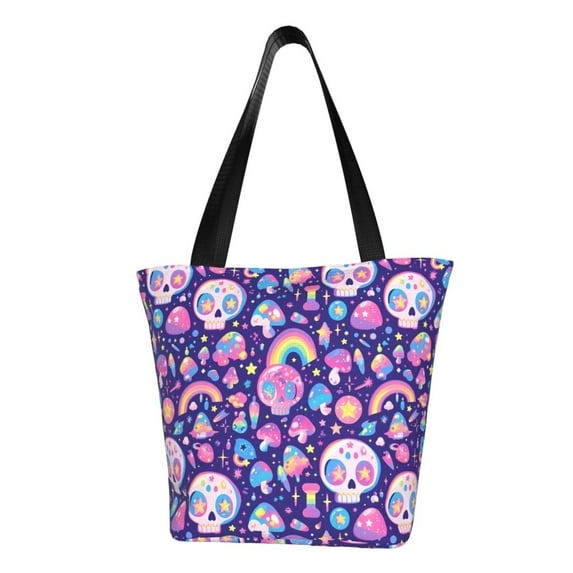 Sikiie Skull mushroom rainbow Shoulder Bag Casual Hobo Crossbody Tote Bag for Women and Men Large Purse Messenger Bag Travel Work