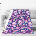 thumbnail image 1 of Sikiie Skull rainbow mushroom colorful Ultra-Soft Micro flannel Blanket Luxury All Seasons Warm Blanket for Bedding Sofa and Travel (4 sizes)-60"x50", 1 of 7