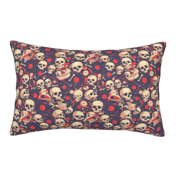 Sikiie Skull rock music record Print Plush Pillow Cover, Wrinkle-proof and Stain-resistant Pillow Protector without Pillow Core, Home Decoration-20"x30"