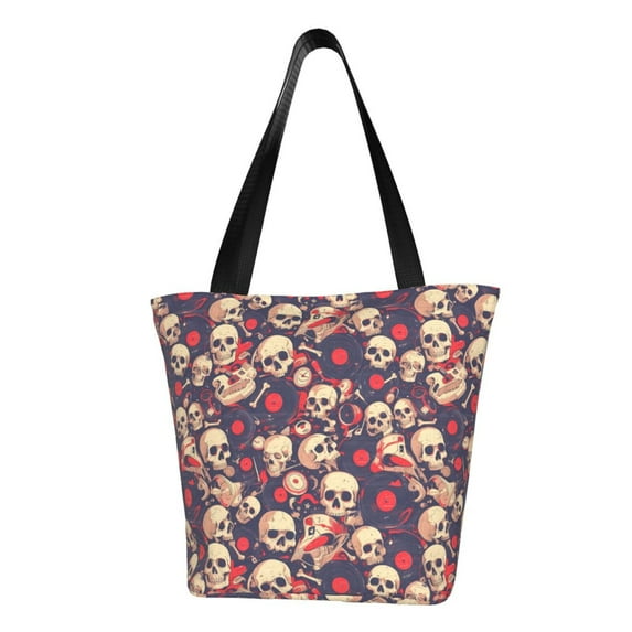 Sikiie Skull rock music record Shoulder Bag Casual Hobo Crossbody Tote Bag for Women and Men Large Purse Messenger Bag Travel Work