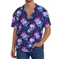 thumbnail image 1 of Sikiie Skull starry sky flower leaf Men's Wrinkle Free Untucked Cuban Shirt Business Casual Button Down Shirts Short Sleeve ShirtX-Large, 1 of 5