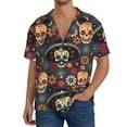 thumbnail image 1 of Sikiie Skulls and Flowers Men's Wrinkle Free Untucked Cuban Shirt Business Casual Button Down Shirts Short Sleeve ShirtXX-Large, 1 of 5