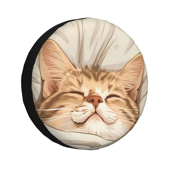 Sikiie Sleeping Cat In Blanket PVC Leather Spare Tire Wheel Cover Spare Tire Cover, for Car Truck SUV Camper Trailer Universal Fit(14-17in)-17 inch