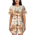 thumbnail image 1 of Sikiie Sleeping Cat In Blanket Womens Pajama Sets Short Sleeve Top With Pants Sleepwear 2 Piece Lounge Set-4X-Large, 1 of 6