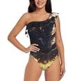 thumbnail image 1 of Sikiie Sleeping Dragon In Forest Print Women One Piece Swimsuits Tummy Control One Shoulder Bathing Suits Ruffle Swimwear, From S to XXL-XX-Large, 1 of 6