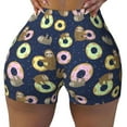 thumbnail image 1 of Sikiie Sloth with Donuts Print Workout Shorts Women Scrunch Butt Gym Shorts Seamless High Waist Tummy Control Yoga Biker Athletic Shorts, 1 of 5