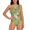 thumbnail image 1 of Sikiie Snake And Floral Print Women One Piece Swimsuits Tummy Control One Shoulder Bathing Suits Ruffle Swimwear, From S to XXL-Large, 1 of 6