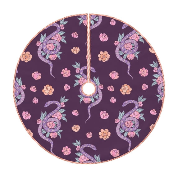 Sikiie Snake And Flower Nativity Christmas Tree Skirt, Jesus Christian Winter Holiday Tree Mat Decoration(30-48IN)48"