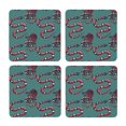 Sikiie Snake And Rose MDF Cork Coaster 4 Pcs Absorbent Beverage