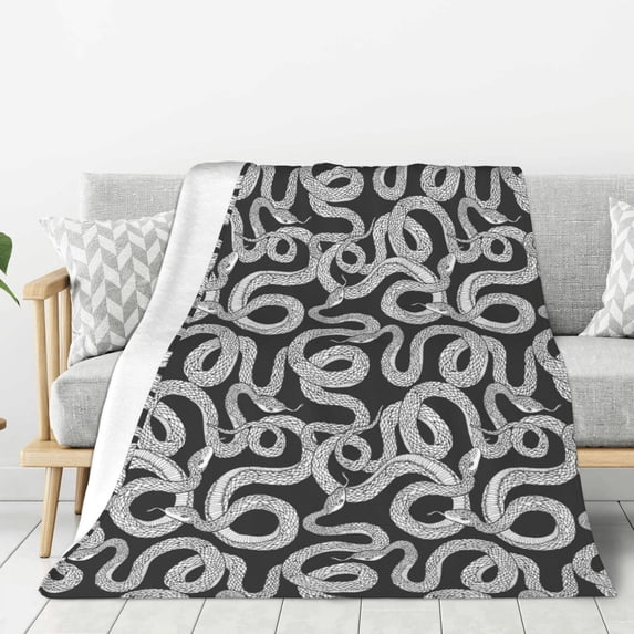 Sikiie Snake Cozy Flannel Fleece Throw Blanket: Lightweight & Thick for All Seasons - Perfect for Women, Men, & Kids"50"x40"
