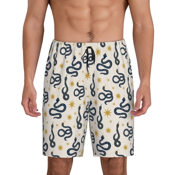Sikiie Snake Mens Pajama Shorts, Lightweight Lounge Pant with Pockets Soft Sleep Pj Shorts for Men3X-Large