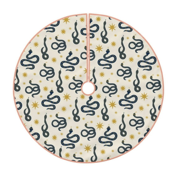 Sikiie Snake Nativity Christmas Tree Skirt, Jesus Christian Winter Holiday Tree Mat Decoration(30-48IN)30"