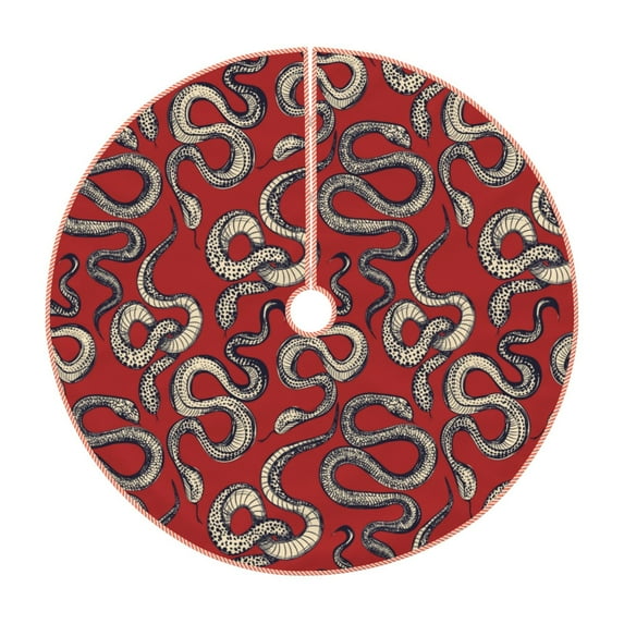 Sikiie Snake Nativity Christmas Tree Skirt, Jesus Christian Winter Holiday Tree Mat Decoration(30-48IN)48"