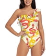 thumbnail image 1 of Sikiie Snake Print Women One Piece Swimsuits Tummy Control One Shoulder Bathing Suits Ruffle Swimwear, From S to XXL-X-Large, 1 of 6
