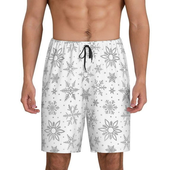 Sikiie Snowflake Minimalist Mens Pajama Shorts, Lounge Pant, Men's shorts，Sleep Pj Shorts for Men-X-Large