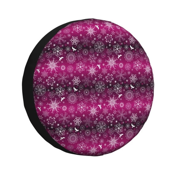 Sikiie Snowflakes And Christmas PVC Leather Spare Tire Wheel Cover Spare Tire Cover, for Car Truck SUV Camper Trailer Universal Fit(14-17in)-14 inch