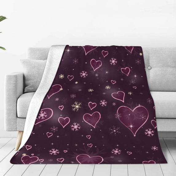 Sikiie Snowflakes and Hearts Ultra-Soft Micro flannel Blanket Luxury All Seasons Warm Blanket for Bedding Sofa and Travel (4 sizes)-60"x50"