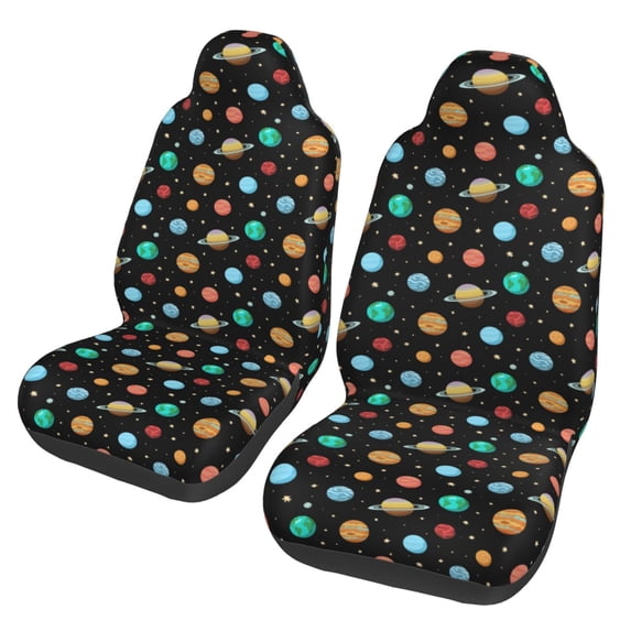 Sikiie Solar System Planets Space Car Seat Protector 2 Pack Car Seat Cushion Mat, Car Seat Covers for SUV, Truck, Van