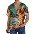thumbnail image 1 of Sikiie Space Adventurer Cat Men's Cuban Shirt, Hawaiian Shirts, Business Casual Button Down Shirts, Short Sleeve Shirt-Small, 1 of 5