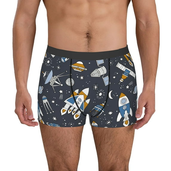 Sikiie Space Cars Print Men's Boxer Briefs, Elastic Waistband Boxer Briefs Leggings-Small