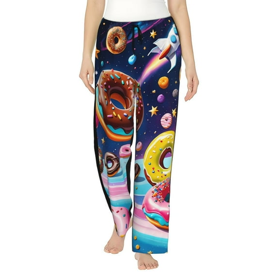 Sikiie Space Colorful Donut Women’s Ultra-Soft Comfy Lounge Pants Sleepwear Comfy Lounge Pants Drawstring Sleep Bottoms with PocketsLarge
