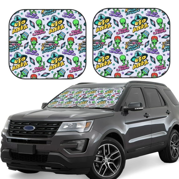Sikiie Space Monster Print Foldable Car Windshield Sun Visor, Car Window Sunshade Suitable for Sedan, SUV and Truck Car Accessories-Large