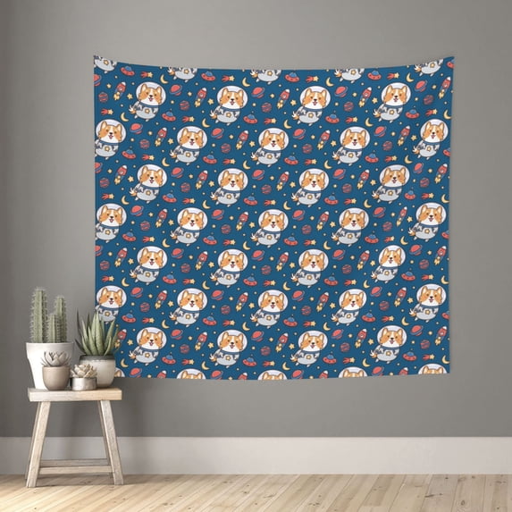 Sikiie Space Puppy tapestry wall hanging home decor for bedrooms, living rooms, dorms 60x51in