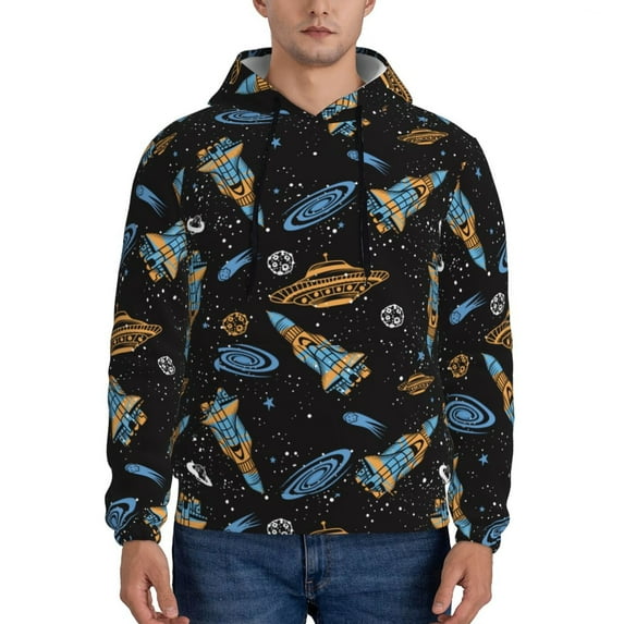 Sikiie Space Rocket Men's Hoodie, Essentials Hoodie, Sweatshirt, Pullover Hooded Sweatshirt for Men-XX-Large