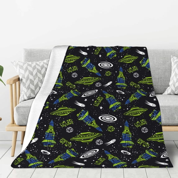 Sikiie Space Rockets Cozy Flannel Fleece Throw Blanket: Lightweight & Thick for All Seasons - Perfect for Women, Men, & Kids"50"x40"