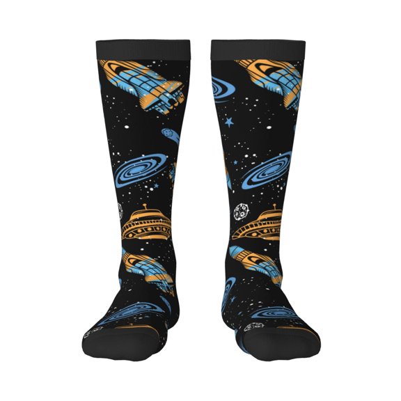 Sikiie Space Rockets Knee Socks, High Socks Long Stretchy Sock Women Knee High Stocking, Long Socks for Women