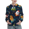 thumbnail image 1 of Sikiie Spaceships and Stars Women's Casual Hoodies Long Sleeve Lightweight Pullover Tops Loose Sweatshirt-Large, 1 of 7