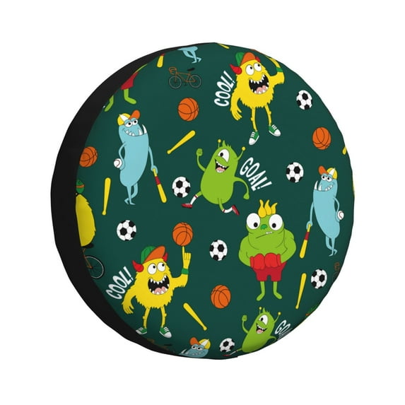Sikiie Sport Monster PVC Leather Spare Tire Wheel Cover Spare Tire Cover, for Car Truck SUV Camper Trailer Universal Fit(14-17in)-14 inch