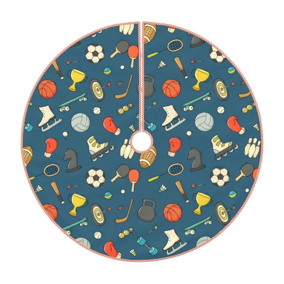 Sikiie Sports Ball Christmas Tree Skirt, Christmas Tree Decorations, Christmas Decor, Tree Mat Decoration(30-48IN)-36"