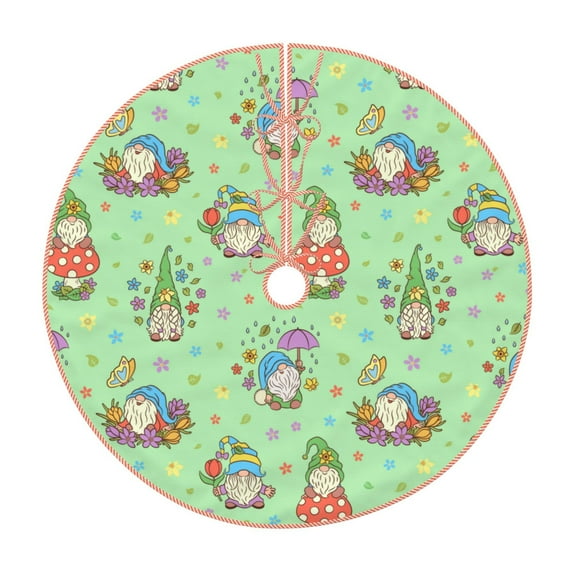 Sikiie Spring Gnome Christmas Tree Skirt, Christmas Tree Decorations, Christmas Decor, Tree Mat Decoration(30-48IN)-36"