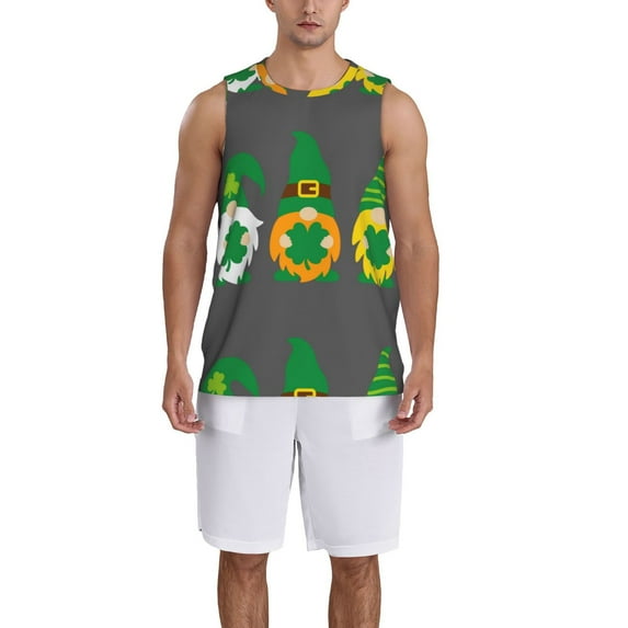 Sikiie Spring St Patrick’S Day Irish Gnomes Basketball Jersey Reversible Men's Mesh Athletic Sports Shirts Training Practice S-4XLMedium