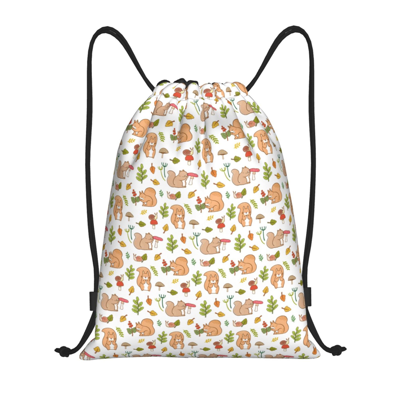 Sikiie Squirrel And Mushroom Drawstring Backpack Drawstring Bags, Draw